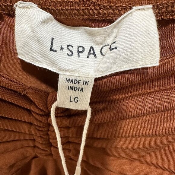 L* Space Revolve Size L Skirt “It's A Date” Brown Midi Side Slit Stretchy NWT - Picture 10 of 14